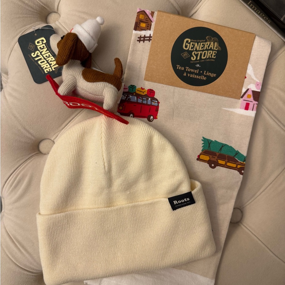 NWT Roots Hat, Tea Towel, keychain